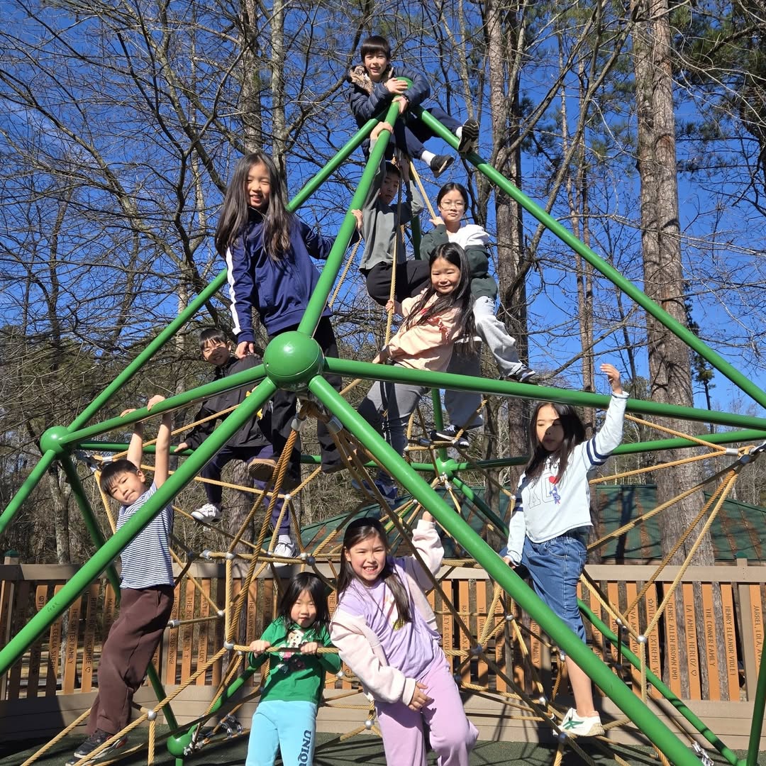 Students on the playground dome